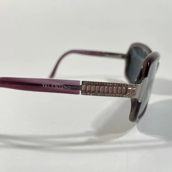 Valentino V5520/s 0ALF Eyeglasses Frames Purple Oval Bedazzled Rhinestones 110 - Picture 4 of 8